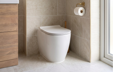 Aged brass fittings and natural stone with subway tiling.